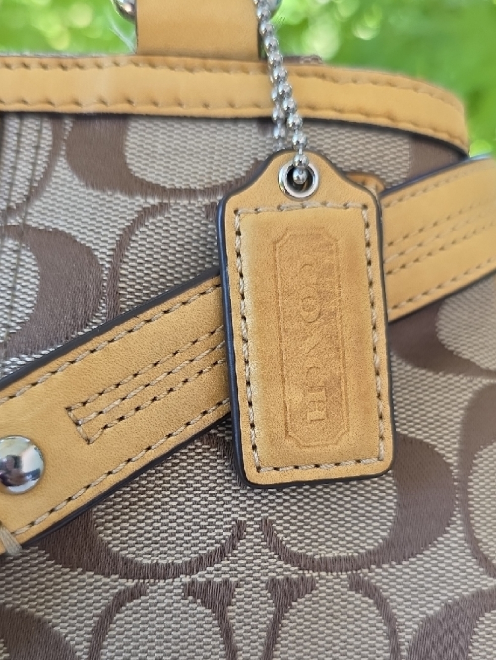 Coach Y2K Nancy Brown Signature Canvas Leather Shoulder Tote Bag Zebra Stripe - Picture 9 of 16